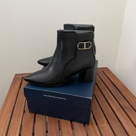 Cole Haan Ettie Buckled Leather Booties Women Size 10.5 - Picture 4 of 9